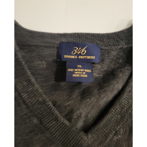 Brooks Brothers 346 Italian Merino Wool V-Neck Sweater Vest XL Grey - Picture 4 of 10